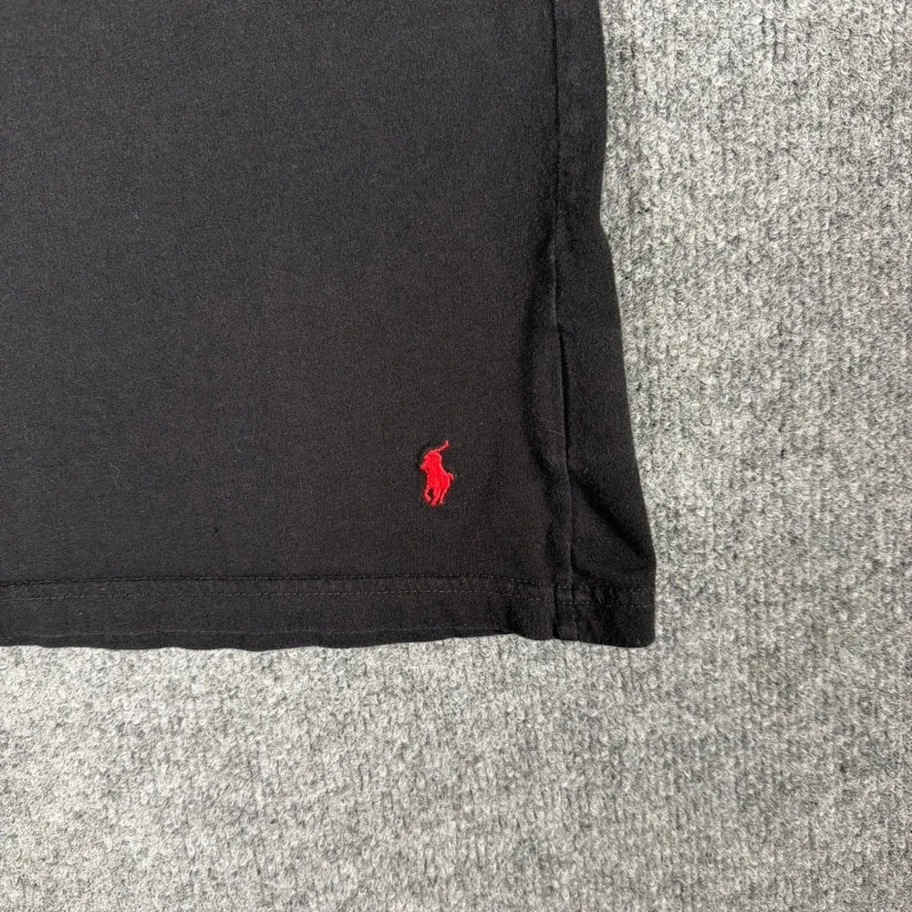 Polo Ralph Lauren T Shirt Slim Fit‎ Mens Large Black Red Logo Pony V Neck